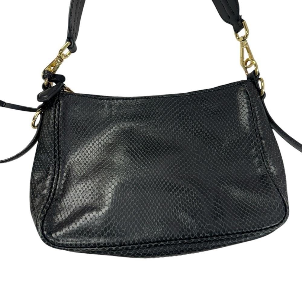 Lulu Guinness BLACK SMALL SNAKE EMBOSSED LEATHER CALLIE CROSSBODY BAG - Picture 7 of 15